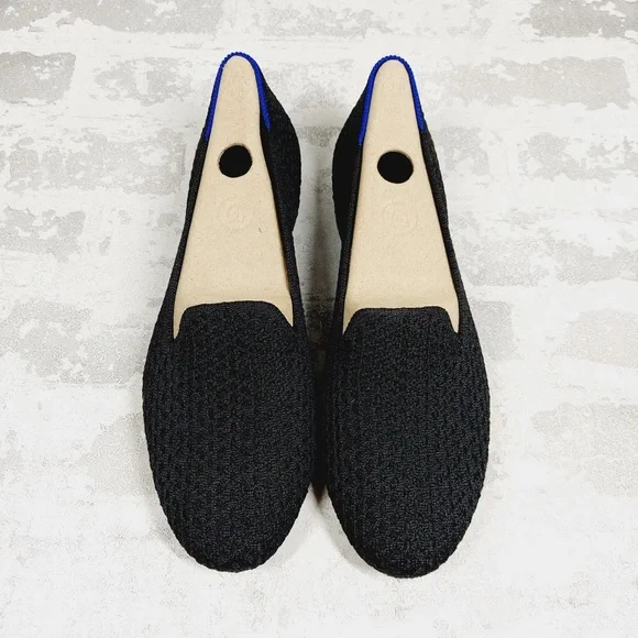 NEW Rothy's The Flat Black Knit Round Toe Slip On Loafers C865